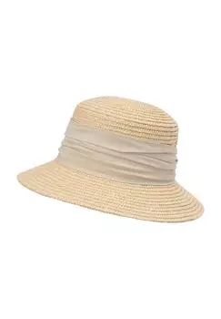 Шляпа от солнца, натуральная соломка, с лентой для шляпы, женская SEEBERGER, цвет Leinen