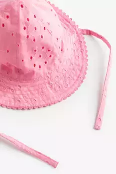 Шляпа от солнца с английской вышивкой broderie anglaise H&M, розовый