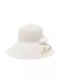 Шляпа с цветочной аппликацией Monnalisa, белый