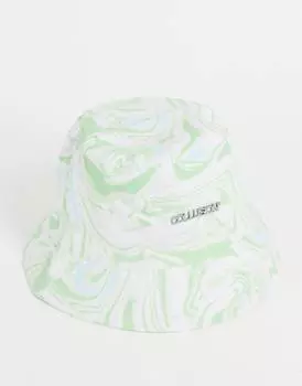 Шляпа-ведро унисекс с логотипом COLLUSION, окрашенная в мраморный цвет