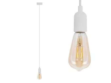 Шнур маятниковый текстильный белый подвесной светильник E27 накаливания LED, подвесной светильник винтаж Vellight