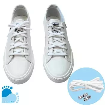 Шнурки эластичные без завязок, белые N50B (2 шт.) Neuron