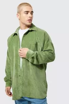 Шнурная рубашка оверсайз Boohoo, хаки
