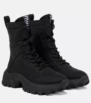 Шнурованные армейские ботинки Miu Miu, черный