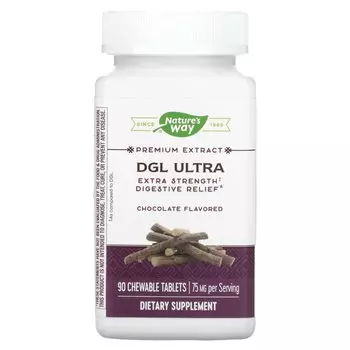 Шоколад Nature's Way DGL Ultra Extra Strength для облегчения пищеварения, 90 жевательных таблеток