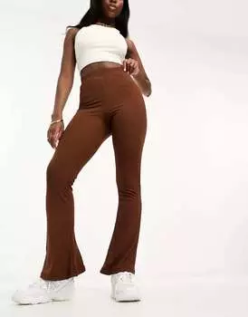 Шоколадно-коричневые леггинсы в рубчик Night Addict