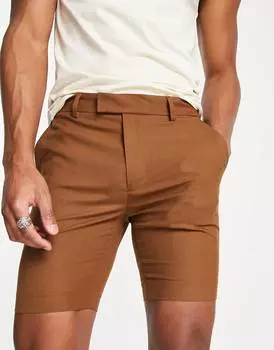 Шоколадно-коричневые узкие шорты скинни ASOS DESIGN