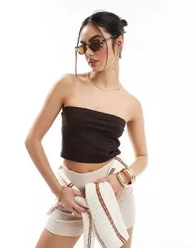 Шоколадно-коричневый топ без бретелек Threadbare