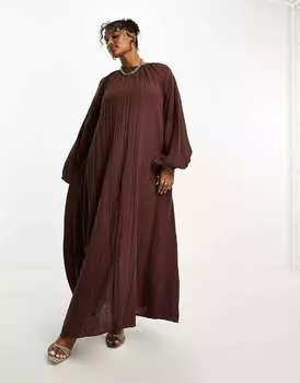 Шоколадное платье макси трапеции из двойной ткани ASOS DESIGN Curve