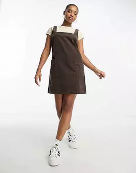 Шоколадное вельветовое платье ASOS DESIGN