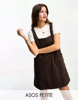 Шоколадное вельветовое платье ASOS DESIGN Petite