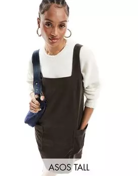Шоколадное вельветовое платье ASOS DESIGN Tall