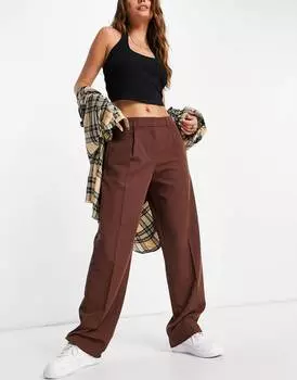 Шоколадные брюки с напуском для мальчика на каждый день ASOS DESIGN