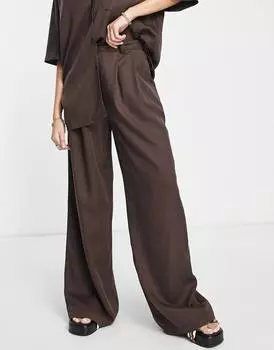 Шоколадные брюки широкого кроя ASOS DESIGN