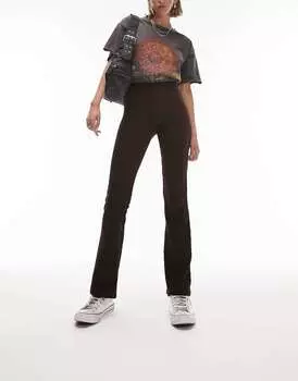 Шоколадные расклешенные брюки из эластичного шнурка Topshop Petite