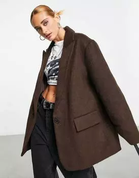 Шоколадный блейзер оверсайз ASOS DESIGN smart из смеси шерсти и шерсти ASOS DESIGN