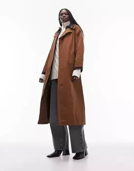 Шоколадный двухслойный тренч Topshop