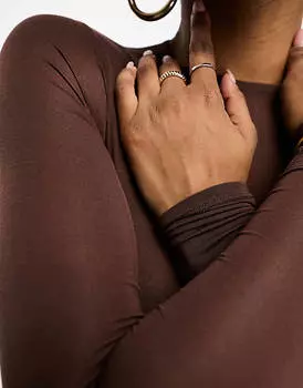 Шоколадный комбинезон с длинными рукавами из микромодала Naked Wardrobe