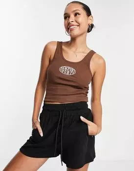 Шоколадный спортивный жилет с вышивкой Topshop newport