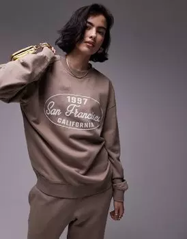 Шоколадный свитшот с рисунком Topshop San Fransico
