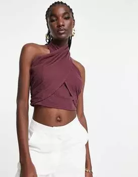 Шоколадный топ с присборенной талией и бретельками ASOS DESIGN