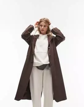 Шоколадный удлиненный блейзер Topshop