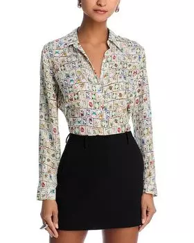 Шёлковая блузка Nina L'AGENCE, коричневый/бежевый