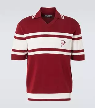 Шёлковая и хлопковая поло Dolce&Gabbana, Bordeaux/Bianco