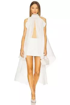 Шёлковый сборный топ на шее La Fuori, irida pale