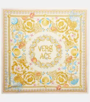 Шёлковый твилловый шарф Underwater Barocco Versace, Eggshell+Multicolor