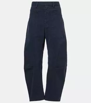 Шон хлопковые брюки-бананы из твила Nili Lotan, Midnight