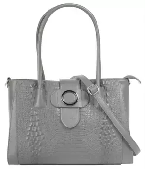 Шопер Cluty, натуральная кожа, производство Италия, серый