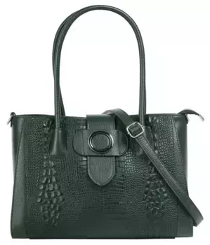 Шопер Cluty, натуральная кожа, производство Италия, зеленый