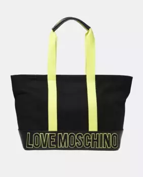 Шопер цвета фуксии с молнией и контрастными ручками Love Moschino