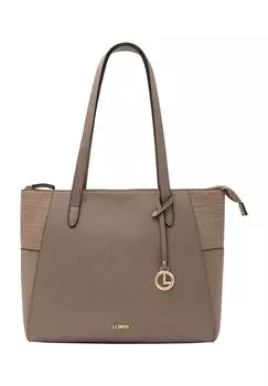 Шопер, искусственная кожа, на молнии, женский L.CREDI, тауп