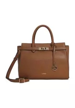 Шопер, искусственная кожа, на молнии, женский L.CREDI, цвет Cognac