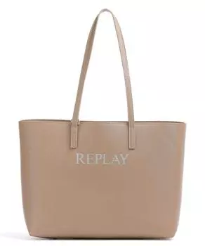 Шопер из искусственной кожи Replay, бежевый