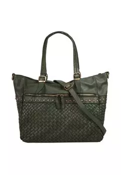 Шопер, натуральная кожа, сделано в Италии Samantha Look, цвет Dunkelgrn