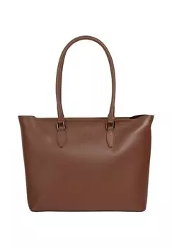 Шопер, натуральная кожа, сделано в Италии Cluty, коричневый