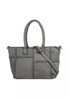 Шопер, натуральная кожа, сделано в Италии Samantha Look, серый