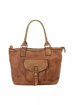 Шопер, натуральная кожа, сделано в Италии Samantha Look, цвет Cognac