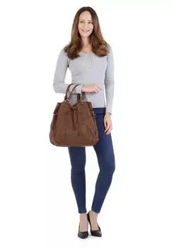 Шопер, натуральная кожа, сделано в Италии Forty, цвет Cognac