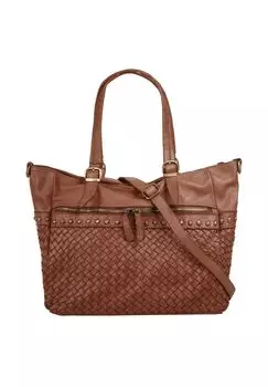 Шопер, натуральная кожа, сделано в Италии Samantha Look, цвет Cognac