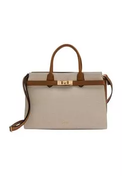 Шопер с поворотным замком, женский L.CREDI, цвет Cognac Offwhite