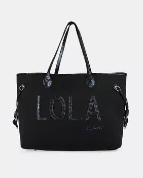 Шопер синего цвета с металлизированным животным принтом Lola Casademunt, синий