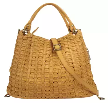 Шопер сорок°, натуральная кожа, Made in Italy Forty°, желтый