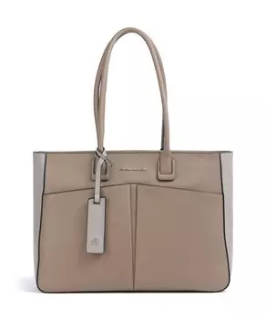 Шоппер ashley 15 дюймов из мелкозернистой воловьей кожи. Piquadro, бежевый