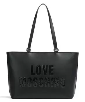 Шоппер из искусственной кожи со сверкающим логотипом Love Moschino, черный