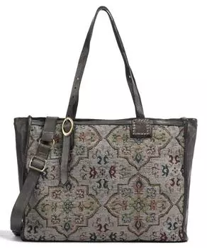 Шоппер из полиэстера, зернистой яловой кожи. Campomaggi, серый