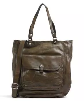 Шоппер из зернистой яловой кожи Campomaggi, зеленый